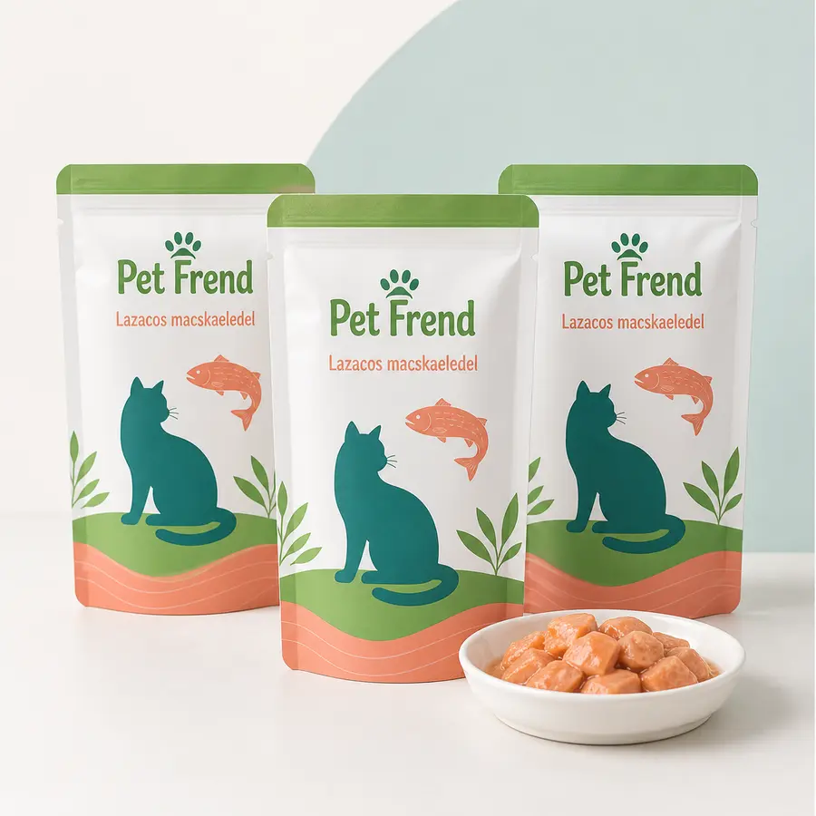 Pet Frend lazacos alutasakos macskaeledel csomagok tállal